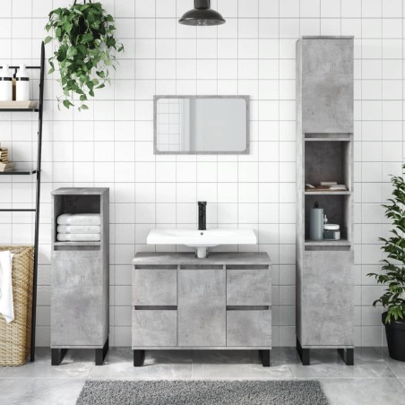 vidaXL Mueble de baño madera de ingeniería gris hormigón 80x33x60 cm