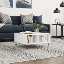 vidaXL Mesa de centro madera de ingeniería blanco brillo 60x60x30 cm