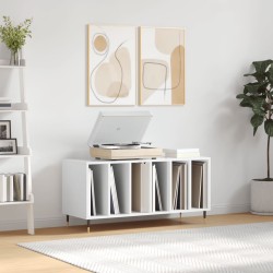 vidaXL Mueble discos madera contrachapada blanco brillo 100x38x48 cm