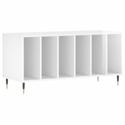 vidaXL Mueble discos madera contrachapada blanco brillo 100x38x48 cm