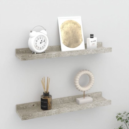 vidaXL Estantes de pared 2 unidades gris hormigón 40x9x3 cm
