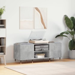 vidaXL Mueble discos madera contrachapada gris hormigón 121x38x48 cm
