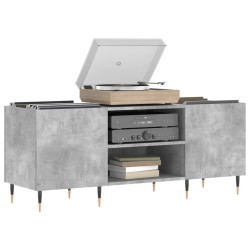 vidaXL Mueble discos madera contrachapada gris hormigón 121x38x48 cm