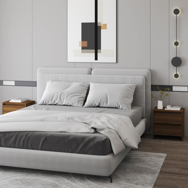 vidaXL Mesitas noche 2 uds madera ingeniería marrón 45x34,5x44,5 cm vidaXL Mesitas noche 2 uds madera ingeniería marrón 45x34,5x44,5 cm