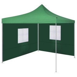 vidaXL Cenador plegable con 2 paredes verde 3x3 m