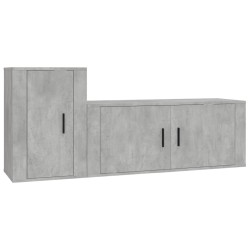 vidaXL Set de muebles de TV 2 pzas madera contrachapada gris hormigón