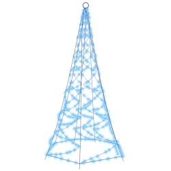 vidaXL Árbol de Navidad en asta de bandera 200 LED azul 180 cm