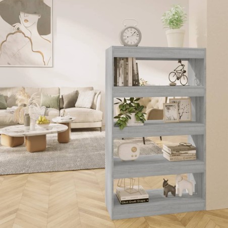 vidaXL Estantería/divisor madera ingeniería gris Sonoma 80x30x135 cm