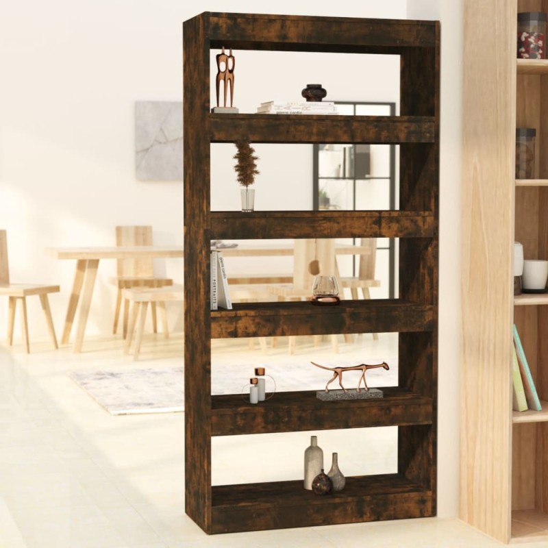 vidaXL Estantería/divisor madera ingeniería roble ahumado 80x30x166 cm vidaXL Estantería/divisor madera ingeniería roble ahumado 80x30x166 cm