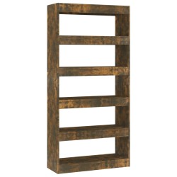 vidaXL Estantería/divisor madera ingeniería roble ahumado 80x30x166 cm