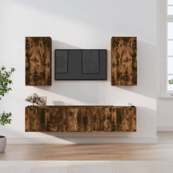 vidaXL Set de muebles de TV 5 pzas madera contrachapada roble ahumado