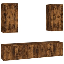 vidaXL Set de muebles de TV 5 pzas madera contrachapada roble ahumado