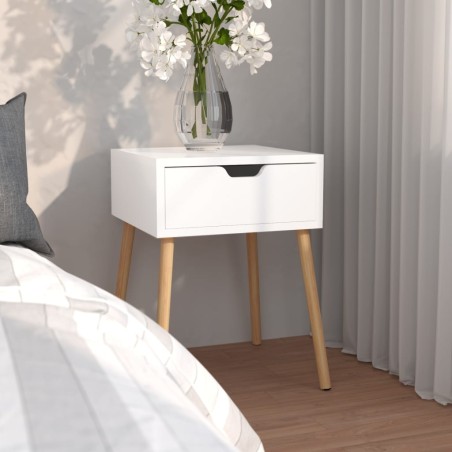 vidaXL Mesita de noche madera contrachapada blanco 40x40x56 cm