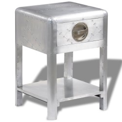vidaXL Mesita de estilo aviador con 1 cajón vintage 