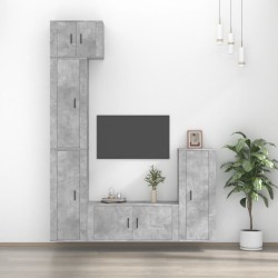 vidaXL Set de muebles de TV 5 pzas madera contrachapada gris hormigón