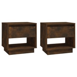 vidaXL Mesitas noche 2 uds madera ingeniería roble ahumado 45x34x44 cm