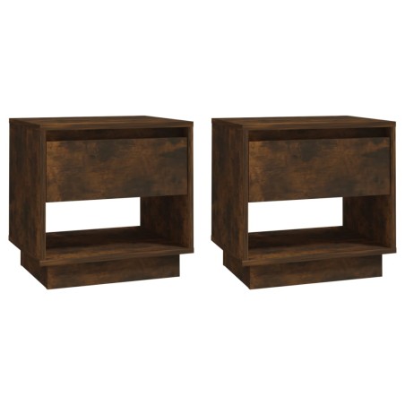 vidaXL Mesitas noche 2 uds madera ingeniería roble ahumado 45x34x44 cm