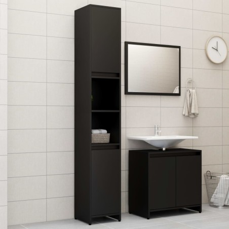  vidaXL Juego de muebles de baño 3 pzas madera de ingeniería negro