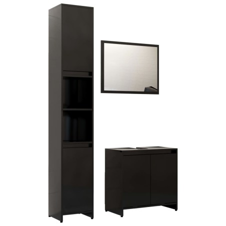  vidaXL Juego de muebles de baño 3 pzas madera de ingeniería negro