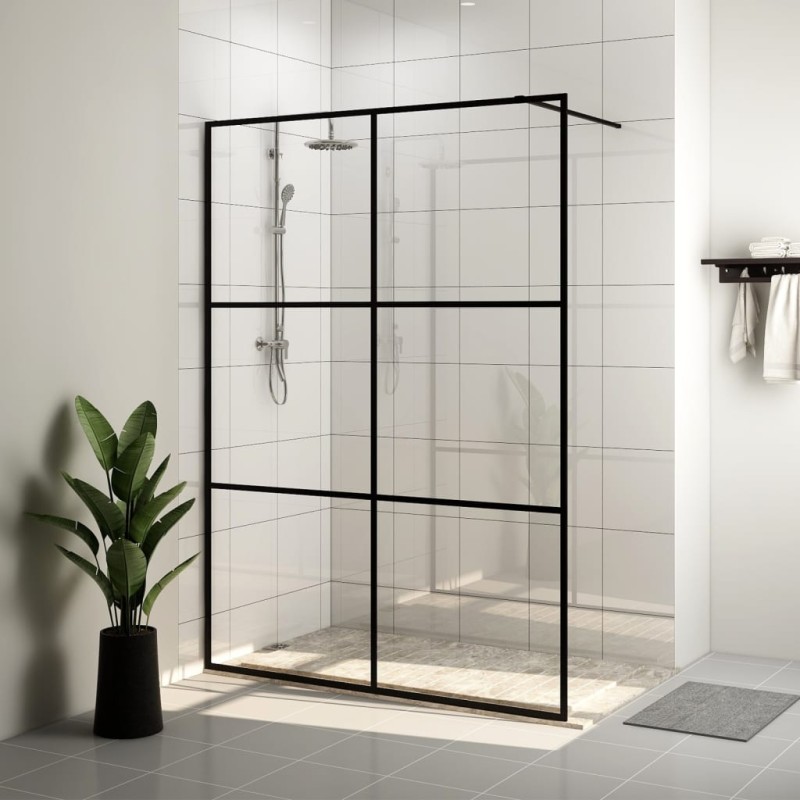 vidaXL Mampara de ducha accesible vidrio ESG claro negro 140x195 cm vidaXL Mampara de ducha accesible vidrio ESG claro negro 140x195 cm