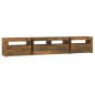 vidaXL Mueble de TV con luces LED color roble ahumado 210x35x40 cm