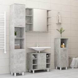 vidaXL Juego muebles de baño 4 pzas madera de ingeniería gris hormigón