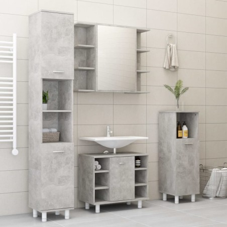 vidaXL Juego muebles de baño 4 pzas madera de ingeniería gris hormigón