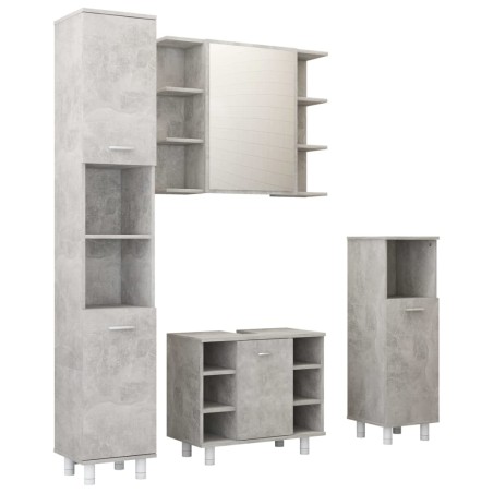 vidaXL Juego muebles de baño 4 pzas madera de ingeniería gris hormigón