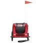 vidaXL Remolque de bicicleta mascotas hierro tela Oxford rojo gris vidaXL Remolque de bicicleta mascotas hierro tela Oxford rojo gris