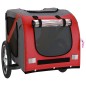 vidaXL Remolque de bicicleta mascotas hierro tela Oxford rojo gris vidaXL Remolque de bicicleta mascotas hierro tela Oxford rojo gris