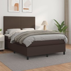 vidaXL Cama box spring con colchón cuero sintético marrón 140x200cm
