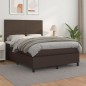 vidaXL Cama box spring con colchón cuero sintético marrón 140x200cm