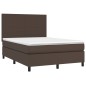 vidaXL Cama box spring con colchón cuero sintético marrón 140x200cm