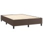 vidaXL Cama box spring con colchón cuero sintético marrón 140x200cm