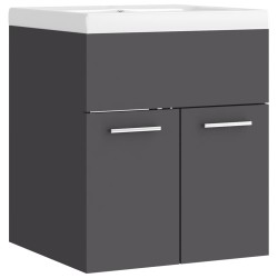 vidaXL Mueble con lavabo madera de ingeniería gris