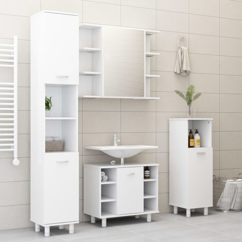 vidaXL Juego de muebles de baño 4 pzas madera de ingeniería blanco vidaXL Juego de muebles de baño 4 pzas madera de ingeniería blanco