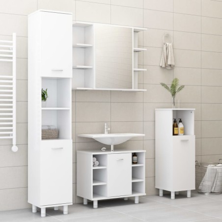 vidaXL Juego de muebles de baño 4 pzas madera de ingeniería blanco