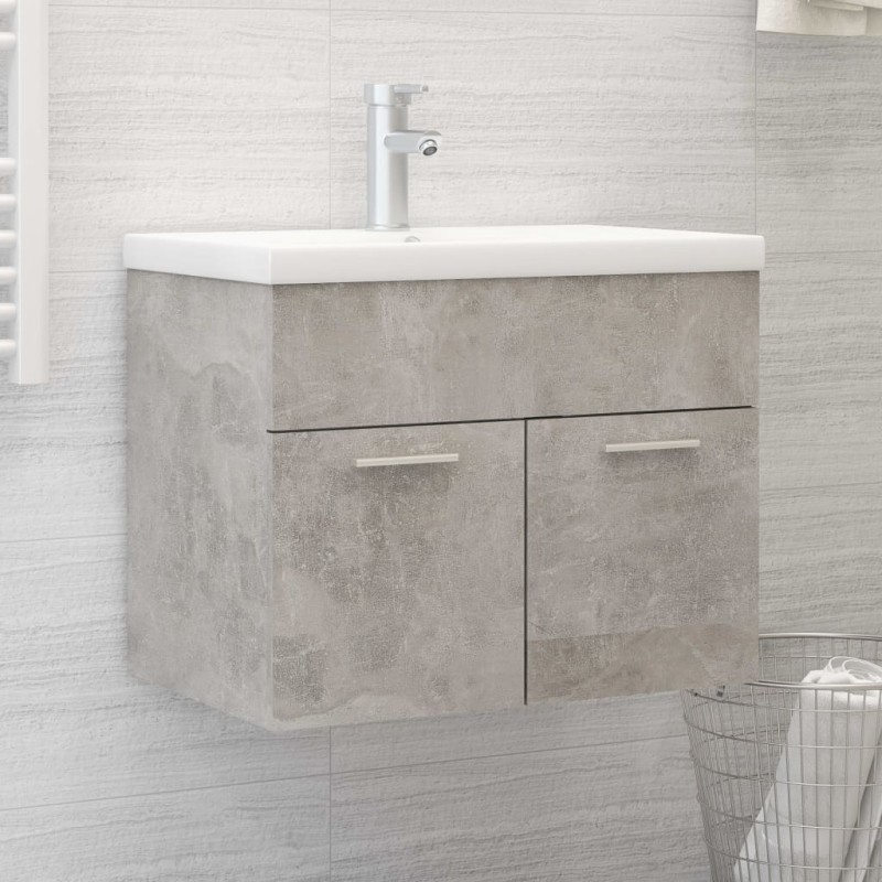 vidaXL Mueble con lavabo madera de ingeniería gris hormigón vidaXL Mueble con lavabo madera de ingeniería gris hormigón