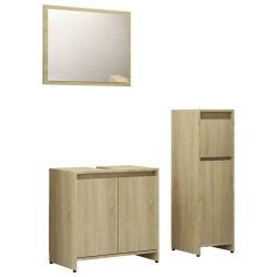 vidaXL Juego de muebles de baño 3 pzas madera ingeniería roble Sonoma