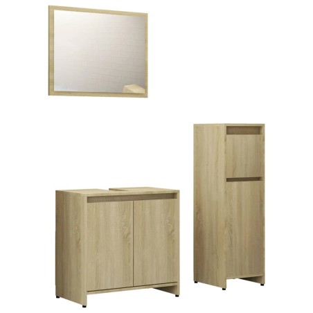 vidaXL Juego de muebles de baño 3 pzas madera ingeniería roble Sonoma