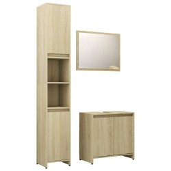 vidaXL Juego de muebles de baño 3 pzas madera ingeniería roble Sonoma
