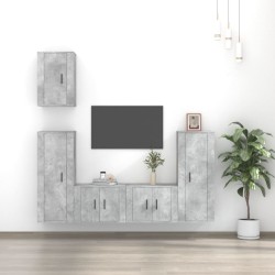 vidaXL Set de muebles de TV 5 pzas madera contrachapada gris hormigón