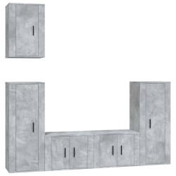 vidaXL Set de muebles de TV 5 pzas madera contrachapada gris hormigón