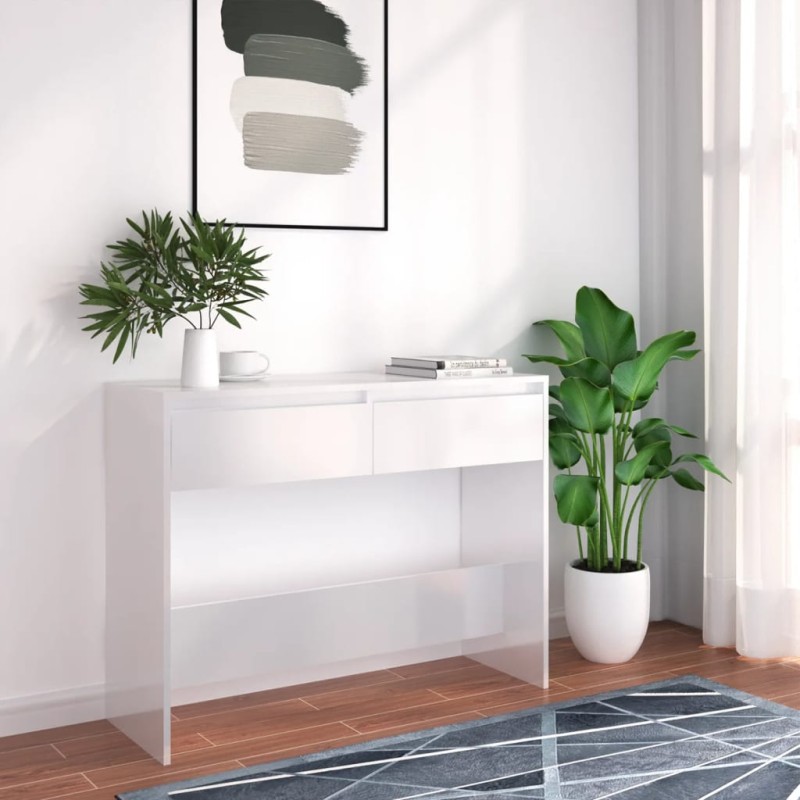 vidaXL Mesa consola madera de ingeniería blanca 100x35x76,5 cm vidaXL Mesa consola madera de ingeniería blanca 100x35x76,5 cm