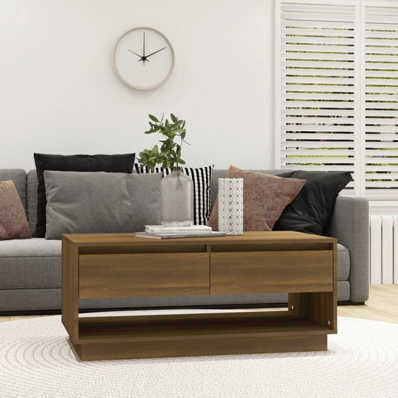 vidaXL Mesa de centro madera de ingeniería marrón roble 102,5x55x44 cm