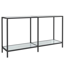 vidaXL Mesa de consola vidrio templado blanco 140x35x75,5 cm