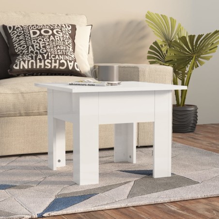 vidaXL Mesa de centro madera de ingeniería brillo blanco 55x55x42 cm