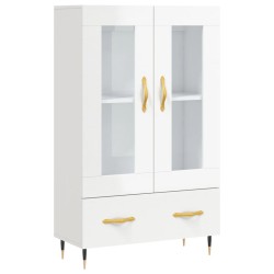 vidaXL Aparador alto madera de ingeniería blanco brillo 69,5x31x115 cm