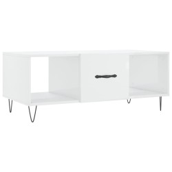 vidaXL Mesa de centro madera contrachapada blanco brillo 102x50x40 cm