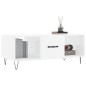 vidaXL Mesa de centro madera contrachapada blanco brillo 102x50x40 cm